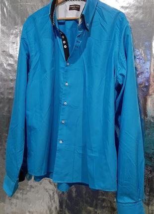 Рубашка мужская батал голубая с длинным рукавом большой размер2 фото