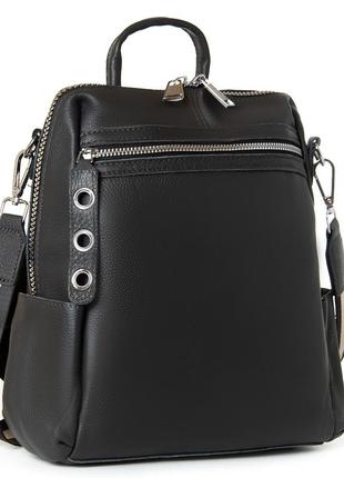 Практичный, кожаный рюкзак-сумка5 фото