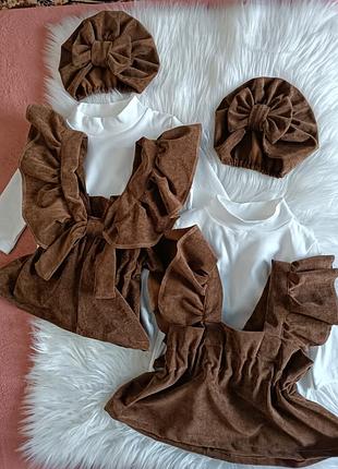 Сукня тепла вельвова набір 3в 1 сукня гольф чалма тюрбан