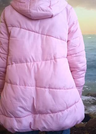 Зимняя женская куртка пуховик розовая осень зима3 фото