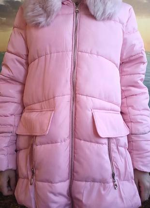 Зимняя женская куртка пуховик розовая осень зима6 фото