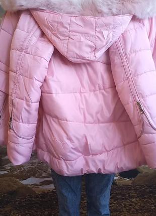 Зимняя женская куртка пуховик розовая осень зима5 фото