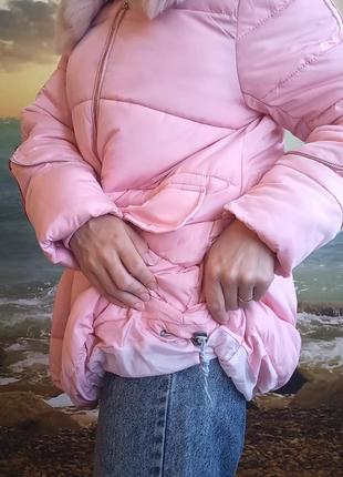 Зимняя женская куртка пуховик розовая осень зима7 фото