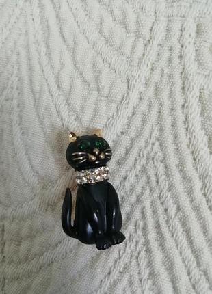 Брошь брошка черный кот.5 фото