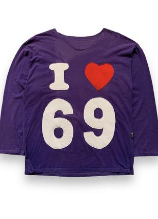 Кастомный винтажный лонгслив i ❤️ 69 custom vintage longsleeve футболка2 фото