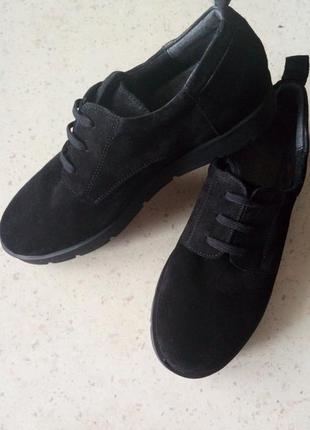 Черные замшевые кроссовки - туфли grunland vera pelle (италия), 37 р (24-24,5 см)