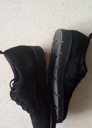 Черные замшевые кроссовки - туфли grunland vera pelle (италия), 37 р (24-24,5 см)4 фото
