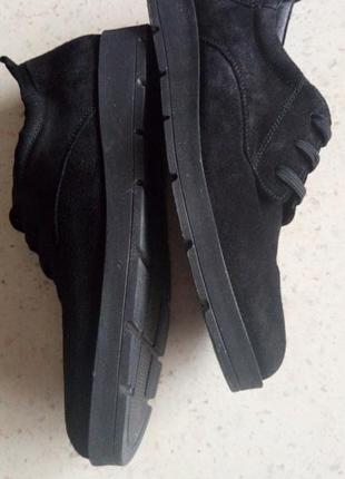 Черные замшевые кроссовки - туфли grunland vera pelle (италия), 37 р (24-24,5 см)5 фото