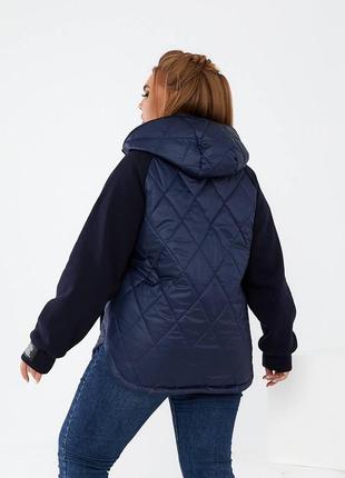 48-58р жіноча куртка з трикотажним рукавом чорний синій хакі бодо мокко4 фото