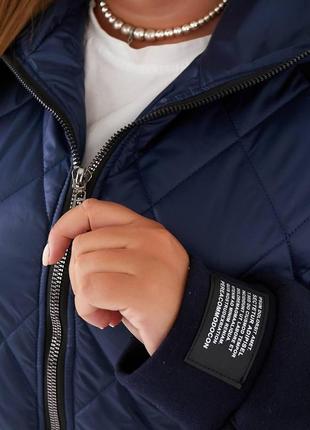 48-58р жіноча куртка з трикотажним рукавом чорний синій хакі бодо мокко7 фото
