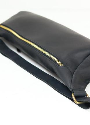 Мужская сумка бананка винтажная кожа цвет черный3 фото