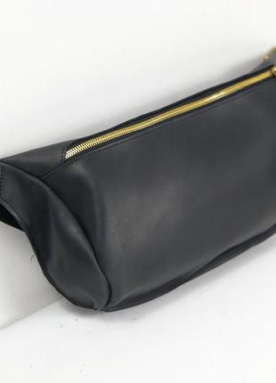 Мужская сумка бананка винтажная кожа цвет черный6 фото