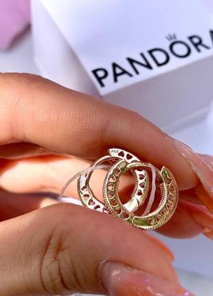 Сережки пандора срібло рожеве золото сережки pandora хупи «серця pandora» сережки кільця конго оригінальні сережки пандора нові бірка пломба7 фото