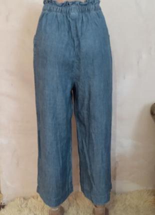 Стильные с выской посадкой, укороченные джинсы-кюлоты2 фото