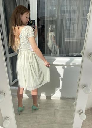Фисташковое мини платье сетка3 фото