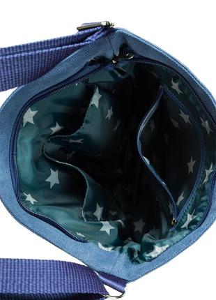 Сумка на плече текстильна. жіноча сумка а4. синя сумка з принтом америка4 фото