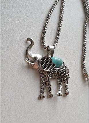 Красивая подвеска слон с бирюзой8 фото
