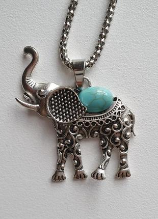 Красивая подвеска слон с бирюзой4 фото