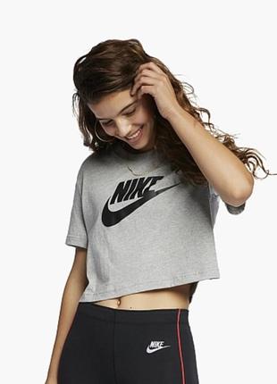 Футболка nike womens cropped t- shirt grey bv6175-0633 фото