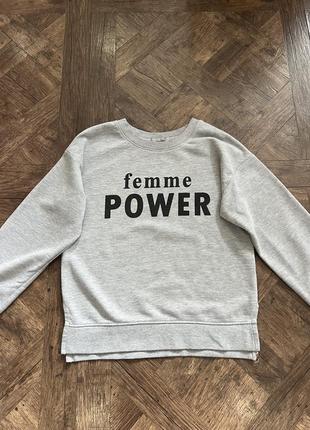 Сірий світшот bershka femme power2 фото