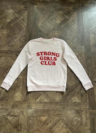 Рожевий світшот з червоним написом strong girls club