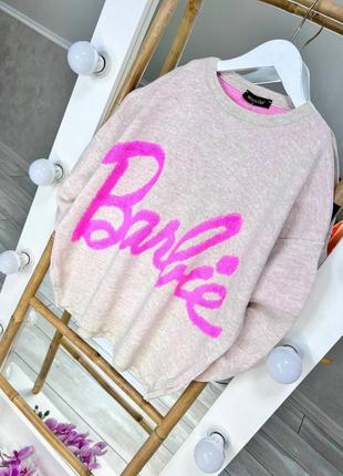 Яркий свитер оверсайз барби для девочки 3