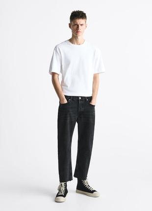 Джинсы прямые zara straight cropped 8062/404/800 черный5 фото