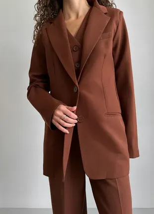 Базовый однобортный пиджак шоколадный2 фото