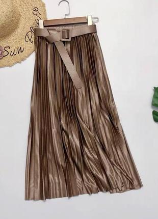 Стильная юбка плиссе, с пояском в комплекте2 фото