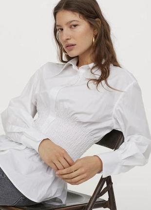 Трендовая белая рубашка с жаткой h&m