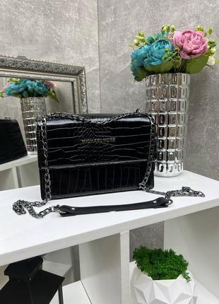 Michael kors black жіночий клатч, крокодил