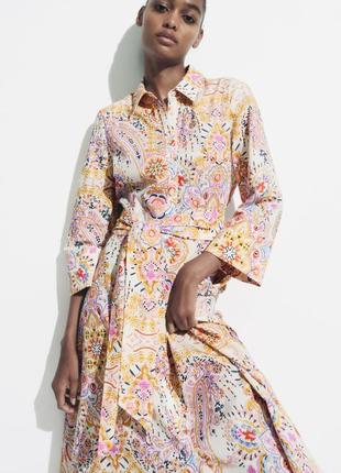 Zara платье рбашка с принтом 100% хлопок2 фото
