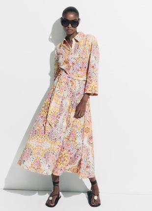 Zara платье рбашка с принтом 100% хлопок5 фото