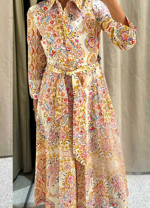 Zara платье рбашка с принтом 100% хлопок7 фото