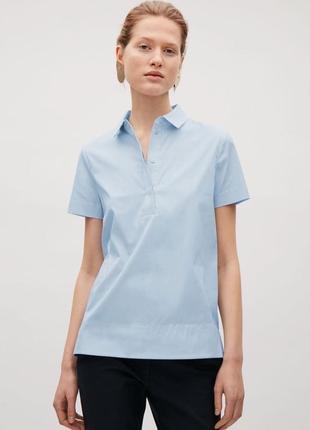 Женская рубашка поло голубого цвета cos размер s