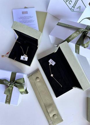 Комплект серебро 925 браслет подвеска на цепочке цветок клевер люкс брендовый в стиле van cleef
