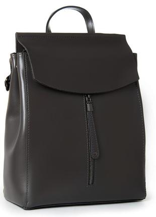 Женский кожаный рюкзак из натуральной кожи черно-коричневого цвета