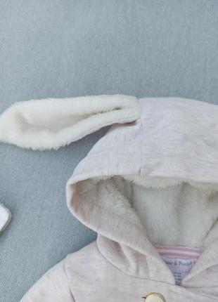 Дитяче демісезонне пальто зайка 0-3 міс весняне для новонародженої дівчинки куртка3 фото