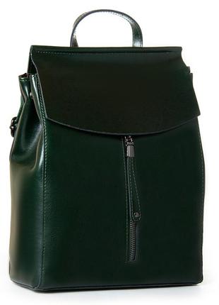Женские кожаный рюкзак натуральной кожи темно-зеленого цвета