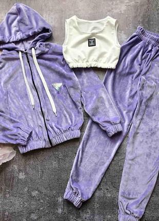 Велюровый костюм на девочку худи и штаны