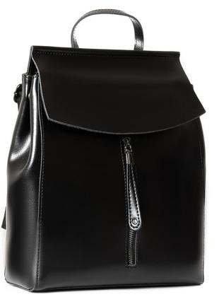 Жіночі шкіряний рюкзак з натуральною шкіри чорного кольору