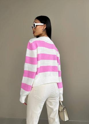 Тёплый свитер джемпер кофта свитшот туника в полоску белый розовый барби голубой бежевый коричневый чёрный зелёный свободный оверсайз3 фото