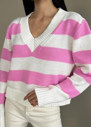 Тёплый свитер джемпер кофта свитшот туника в полоску белый розовый барби голубой бежевый коричневый чёрный зелёный свободный оверсайз5 фото