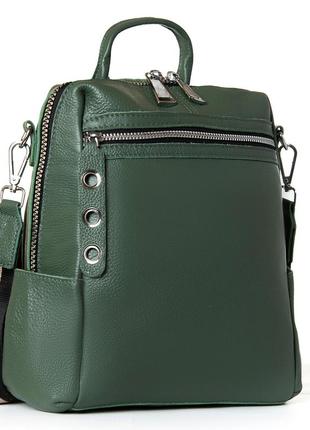Женский кожаный рюкзак из натуральной кожи зеленого цвета1 фото