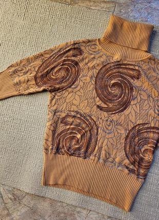 Гольф принт укорочений кроп-топ светр лонгслів кофта під штани з високою талією