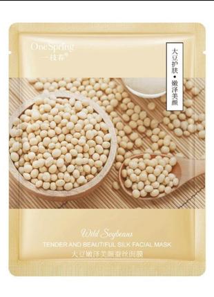 Маска тканевая на основе дикой сои onespring wild soybeans tender and beautiful silk facial mask