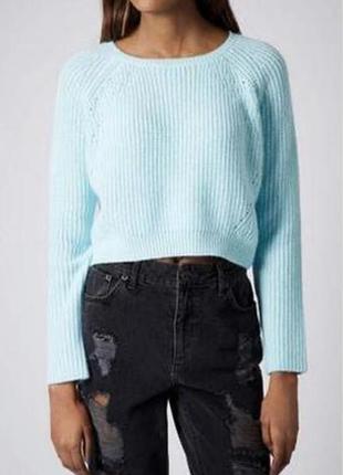 Мятный укороченный ангоровый мирер, оверсайз topshop, вязаный джемпер, худи,