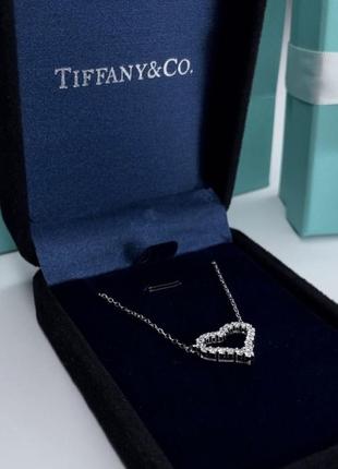 Срібна підвіска diamond heart large pendant tiffany co3 фото