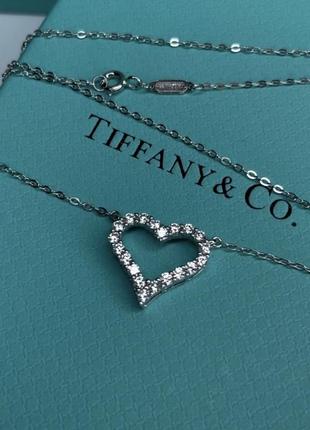 Срібна підвіска diamond heart large pendant tiffany co