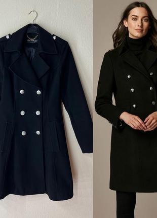 Черное двубортное пальто1 фото